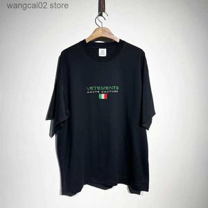 Camisetas para hombres Buena calidad Vetements negros Camiseta de moda para hombres 1 1 Varios Bordados de alta costura Vetements Mujeres Camisas de gran tamaño T230621