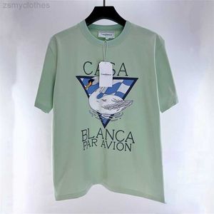 Camisetas para hombres Buena calidad Casablanca Moda Camiseta Hombres Swan Triangle Print Casablanca Mujeres Vintage Tee Negro Blanco con etiqueta