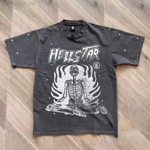 T-shirts pour hommes Bonne qualité Hellstar Studios Inner Peace Mode T-shirt Hommes Squelette Imprimer Lavé Femmes T-shirt Streetwear Tees