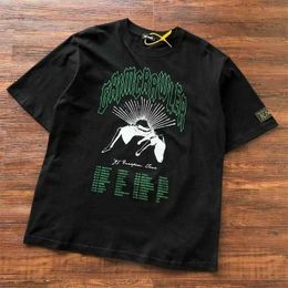 T-shirts hommes bonne qualité Raf Simons vert imprimé mode t-shirt hommes tissu lourd unisexe décontracté noir femmes vintage t-shirt J240330