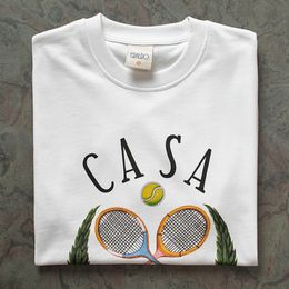 T-shirts pour hommes Bonne qualité Raquette de tennis Imprimer Casablanca Mode T-shirt Hommes Casablanca Coton Tee T Shirt Vêtements pour hommes 230613