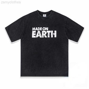 T-shirts pour hommes Vetements de bonne qualité MADE ON EARTH Fashion T Shirt Hommes 1 1 VTM Oversized Vintage Washed Ripped Women Tee Inside Tag