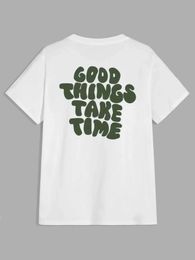 T-shirts pour hommes bonnes choses prennent du temps drôle tter graphic hommes t-shirt vêtements de mode tops coton t-shirt tshirt oversize h240508