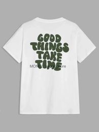 T-shirts pour hommes bonnes choses prennent du temps lettre drôle graphiste T-shirt Vêtements de mode Tops Coton Tee Shirt Tshirt surdimensionné H240408