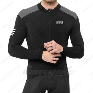 T-shirts hommes GORE Cycling Wear Hommes Veste d'hiver Laine Long Seve Top Épais Thermique Fece Bicyc Vêtements Vélo De Route Jersey Vêtements ChaudsH24129