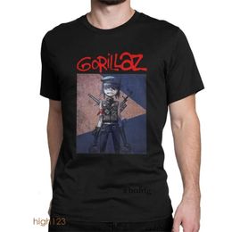 Camisetas para hombres Gorillaz Hombres Camiseta Vintage Camiseta Manga corta Cuello redondo Ropa de verano de algodón puro 734