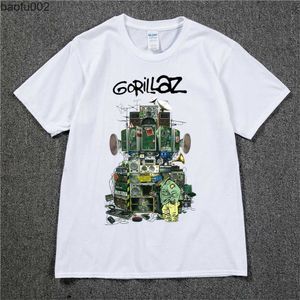 Camisetas de hombre Gorillaz Camiseta UK Rock Band Gorillazs Camiseta Hip-Hop Alternative Rap Music Camiseta The Now-Now New Album Camiseta Pure Cotton L230215