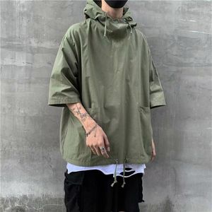 T-shirts pour hommes Goth Vêtements Noir Manches courtes pour hommes Hood Summer Baggy Casual Techwear Harajuku Hip Hop Streetwear224K