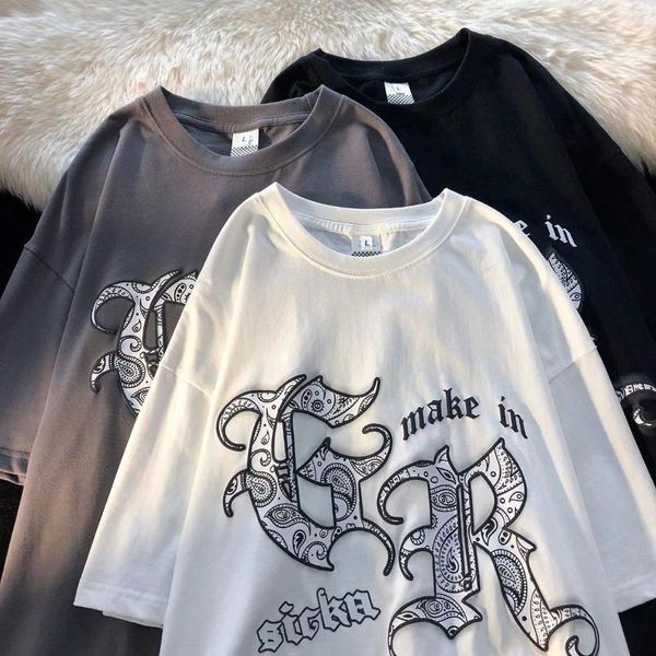 Camisetas góticas para hombre, camiseta de manga corta de verano 2023 para mujer, ropa de calle holgada con letras góticas de tendencia coreana Preppy que combina con todo
