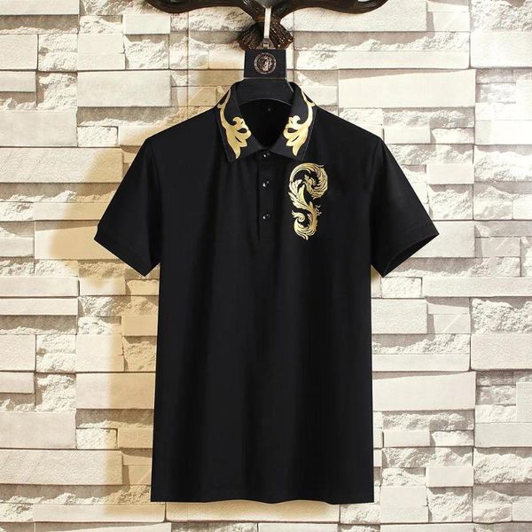 Camisetas para hombre Gotoola 2023, verano, solapa, manga corta, moda, algodón, cuello dorado, gama alta, camiseta delgada, media manga, informal, a juego