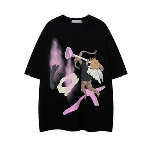 T-shirts pour hommes Graffiti bet Print Hommes à manches courtes American Y2K Cartoon Hip Hop Street Harajuku Couple T-shirt surdimensionné en pur coton Top P230516