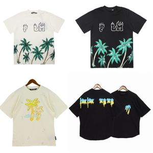 Camisetas para hombres Graffiti Tees Palms Palmangel City Designer Limited Inkjet Graffiti Impresión de letras Velero para mujeres de manga corta Casual Tops blancos G5W