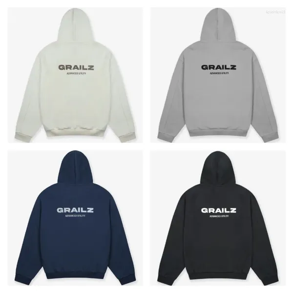 T-shirts pour hommes Grailz Gris Sweat à capuche de haute qualité 1:: 1 Boucle Logo Lettres Slogans Brodés Hommes Femmes Sweats à capuche