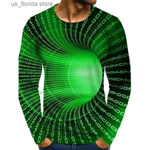 T-shirts pour hommes Graphique Illusion d'optique 3D Imprimé Long Slve T-shirt Casual Mode Comfy Vêtements Tshirt TS Top Cheap Strtwear Baggy Cool Y240315