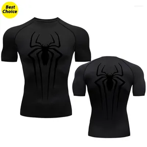 T-shirts voor heren Grafische printcompressie voor heren Gymtraining Fitnessondershirts Basislaag Rash Guard Sneldrogende atletische T-shirttops