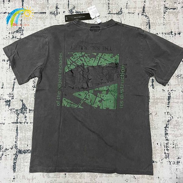 T-shirts pour hommes Vert brodé Cav Empt C.e t Vintage Washed Do Old Batik Charcoal Grey Cavempt Tee Top Haute Qualité Manches Courtes