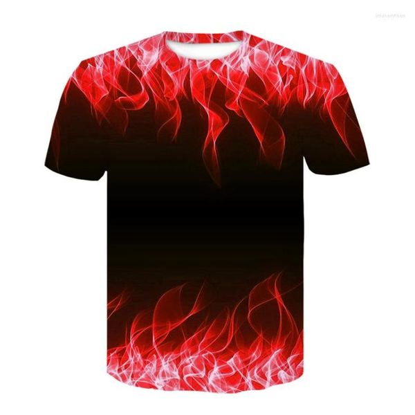 T-shirts pour hommes T-shirt flamme verte rouge 3D imprimé noir chemise décontractée mode Camiseta Streatwear T-shirt à manches courtes