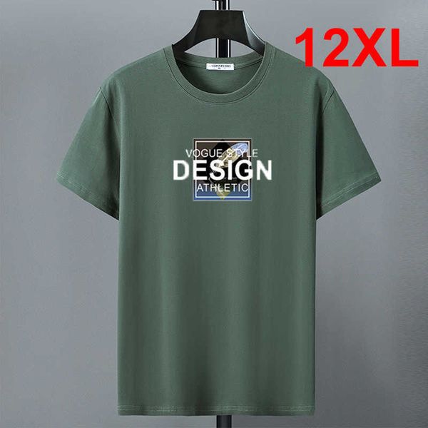 T-shirts pour hommes T-shirt vert 2022 T-shirt d'été Hommes T-shirt en coton 10XL 12XL Plus la taille Tops à manches courtes T-shirts Homme Lettre Imprimer Chemise Rouge Gris G230301