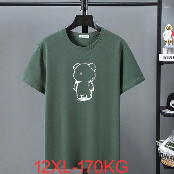 Camisetas para hombres Camiseta verde 2024 Camiseta de verano Camisa de algodón para hombres 10XL 12XL Tamaño grande Tops de manga corta Camisetas Impresión masculina Rojo Gris 170kg