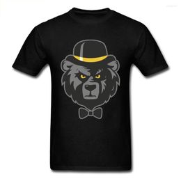 Heren t shirts grijze beren print mannen zwart t-shirt stijlvolle cartoon dieren zomerstraat slijtage korte mouw funky t-shirt groothandel