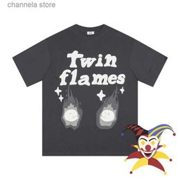T-shirts pour hommes Gris Twin Flames BROKEN PLANET T-shirt Hommes Femmes Haute Qualité Mode Top T-shirts T-shirt T240227