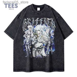 T-shirts voor heren Griffith T-shirts Oversized straatkleding Retro Wash anime Kenpuu Denki T-shirt Korte mouwen Comic Vest Mens Q240425