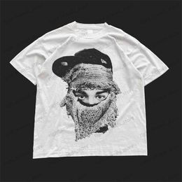 T-shirts pour hommes Grunge Punk Esthétique Hip Hop Gothique Pur Coton T-shirts Casual Lâche O-cou Vêtements Y2K Harajuku Vintage Homme Masqué Imprimer Tops T240122