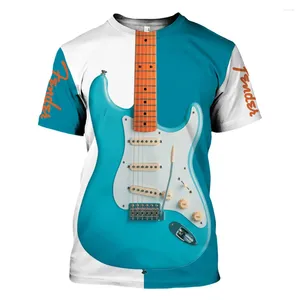 T-shirts pour hommes Guitar Graphic 3D Imprimé Été O-Cou T-shirt Casual Manches Courtes Surdimensionné Pull Mode Streetwear Hommes Vêtements