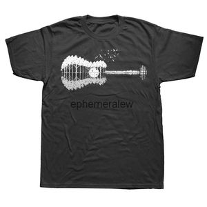 T-shirts masculins guitare lac shadow love musicien t-shirt plage music note cotton mâle t-shirt imprimé à manches courtes t-shyt h240407