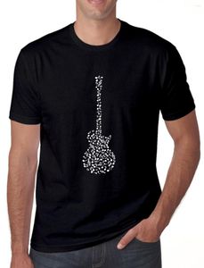 T-shirts pour hommes Notes de guitare Chemise imprimée Hommes T-shirt décontracté à col rond Noir / Blanc Été Hauts à manches courtes