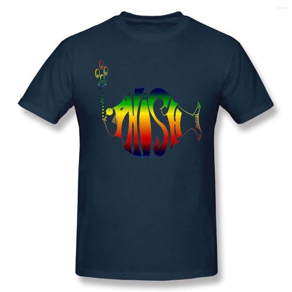 T-shirts pour hommes GUPIGER Mens Rainbow Phish Leisure Navy T-Shirt Man Print Hipster Top Tee