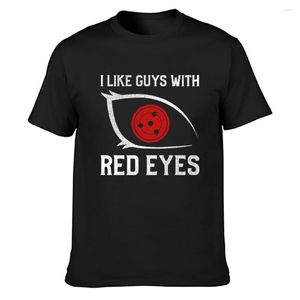 T-shirts pour hommes Guys With Red Eyes Funny Anime Manga Otaku Shirt Graphic Design Humor Cool Vintage O Neck Cotton Summer Style