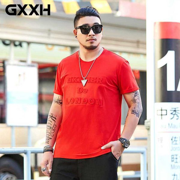 T-shirts pour hommes GXXH 2022 été grande taille 3D lettre en relief T-shirt à manches courtes grande taille hommes ample 5 couleurs haut vêtements xxxxxl 6XL 7XL L230715