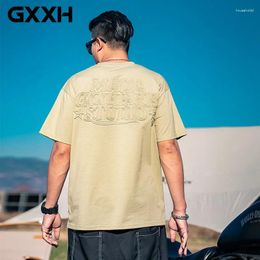 T-shirts voor heren GXXH Grotere maat Reliëf Letter T-shirt met korte mouwen Trend Losse zomer Casual Jeugd Half O-hals Tops Tees 140KG
