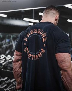 T-shirts pour hommes Gym Fitness Chemise Hommes Courir Sports Lâche Surdimensionné T-shirt À Manches Courtes Coton Été Hommes Bodybuilding Entraînement Top Hommes T240227