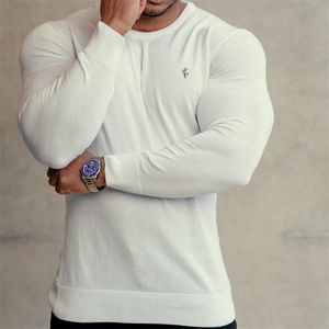 T-shirts voor heren gym fitness t-shirt mannen casual lange mouw mannelijke bodybuilding workout magere tee shirt top lopende sport wollen trui 230313