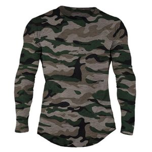 Camisetas para hombres Camiseta de gimnasia Fitness Men casual de manga larga camisa de algodón macho camuflaje tops otoño running deportivo ropa ropa 230331