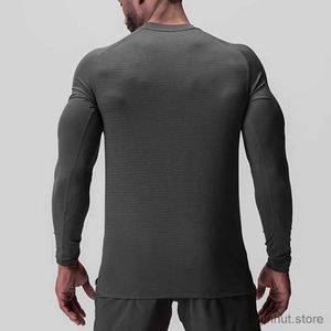 T-shirts voor heren Gym Heren Compressiekleding Snel droge fitness Lange mouwen T-shirt Ronde nek