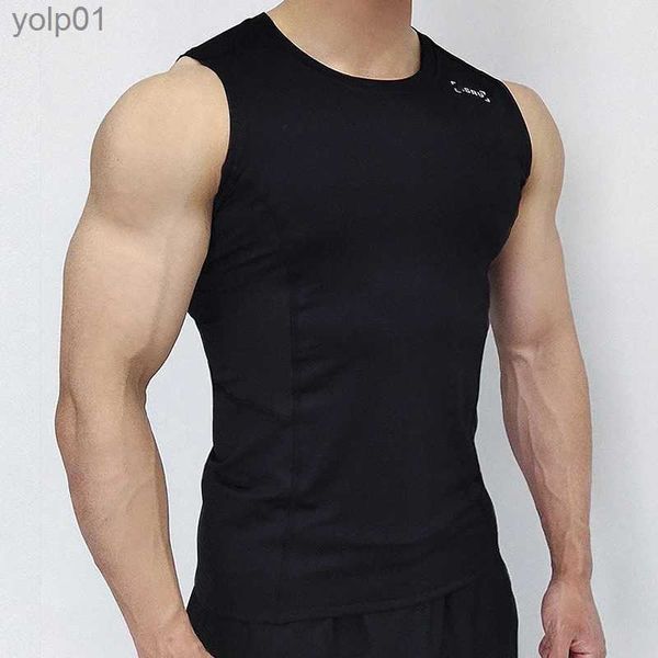 T-shirts pour hommes Gym Hommes Collants de compression d'été Débardeur à séchage rapide Bodybuilding Fitness Sleless T-shirt Vêtements d'entraînement VestsL231216