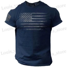 T-shirts masculins Gym Mens T-shirt pour hommes 3D Print USA T-shirts T-shirts décontractés surdimensionnés à court ts ts Summer Sportswear Tops Men Vêtements T240419