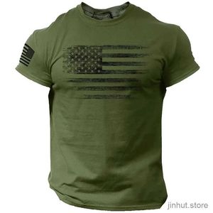 T-shirts pour hommes Gym Mens T-shirt pour hommes 3D Imprimer USA Drapeau T-shirts Casual surdimensionné T-shirts à manches courtes Summer Sportswear Tops Vêtements pour hommes