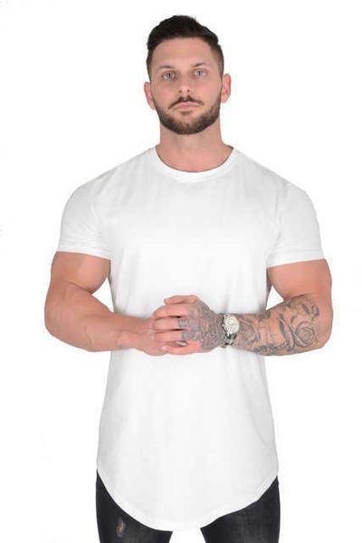 T-shirts pour hommes Gym T-shirt Hommes T-shirt en coton à manches courtes Casual blanc Slim t-shirt Homme Fitness Bodybuilding Workout Tee Tops Vêtements d'été G230202