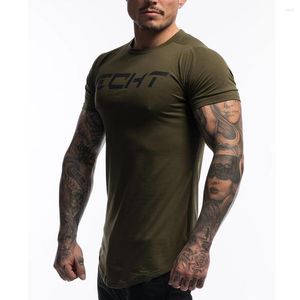 Heren t shirts sportscholen kleding heren korte mouw shirt zomers fitness bodybuilding skinny t-shirt mannelijke workout tees tops casual print kleding