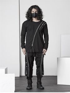 T-shirts pour hommes Coiffeur Style Stage Zipper Design T-shirt Mode Personnalité Masculine Col Rond Grande Taille