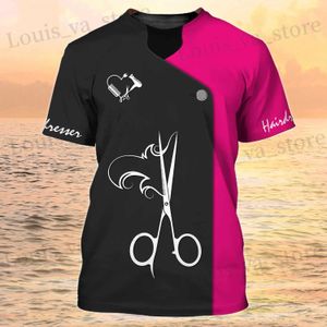 T-shirts voor heren kapper t-shirts Haarstylist Sn 3d print strtwear Men vrouwen casual mode oversized t-shirt cosplay ts tops uniform t240419