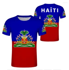T-shirts pour hommes T-shirt drapeau de la nation haïtienne République haïtienne française T-shirt national à la mode et intéressant emblème chemise