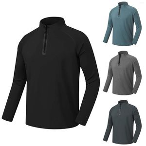 T-shirts pour hommes demi-fermeture éclair sport chemise à manches longues hommes automne/hiver pull tir peau chaude ajustement haut course