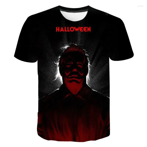 Camisetas masculinas Halloween camisetas estampadas 3D Horror Michael Myers Streetwear Mujeres Mujeres Fashion Camiseta de manga corta Tops Tops Hombre