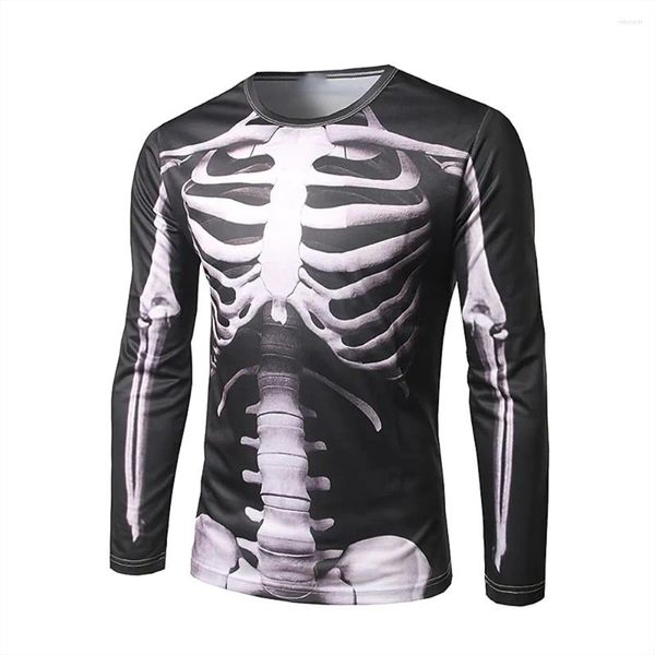 T-shirt à manches longues pour hommes, Costume d'halloween, imprimé tête de mort, motif Vintage, haut d'horreur, Harajuku, Extra Large, pull amusant