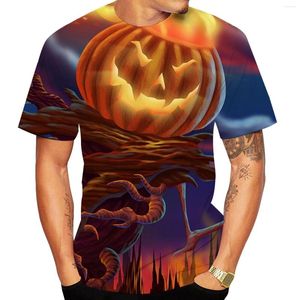 Camisetas para hombre, camiseta con estampado 3D de calabaza divertida de Halloween, ropa de calle Hipster informal con gráficos navideños